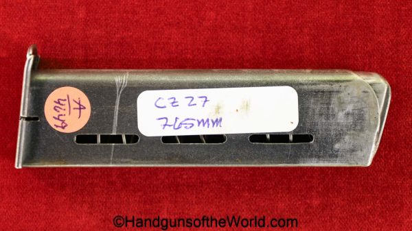 CZ-27, 7.65mm, Magazine-Clip, WWII, Era, WW2, handgun, pistol, C&R, collectible, magazine, mag, clip, CZ, 27, CZ27, CZ 27, German, Germany, 7.65, 32, .32