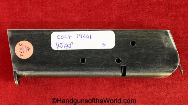Colt, 1911A1, .45acp, Magazine, Clip, WWII, Era, Original, Collectible, WW2, 1911, 45, .45, acp, auto, Handgun, Mag, Pistol, Americana, America, S, Scovill