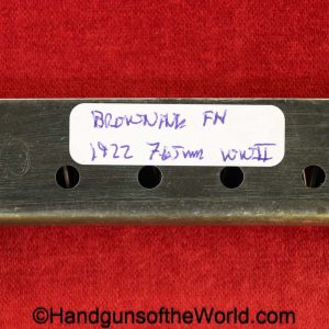 FN, Browning, 1922, 7.65mm, Magazine, Clip, Mag, Original, Collectible, WWII, WW2, Belgian, Handgun, Pistol, 32, .32, acp, auto, 7.65, German, Germany