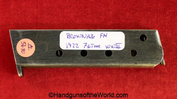 FN, Browning, 1922, 7.65mm, Magazine, Clip, Mag, Original, Collectible, WWII, WW2, Belgian, Handgun, Pistol, 32, .32, acp, auto, 7.65, German, Germany