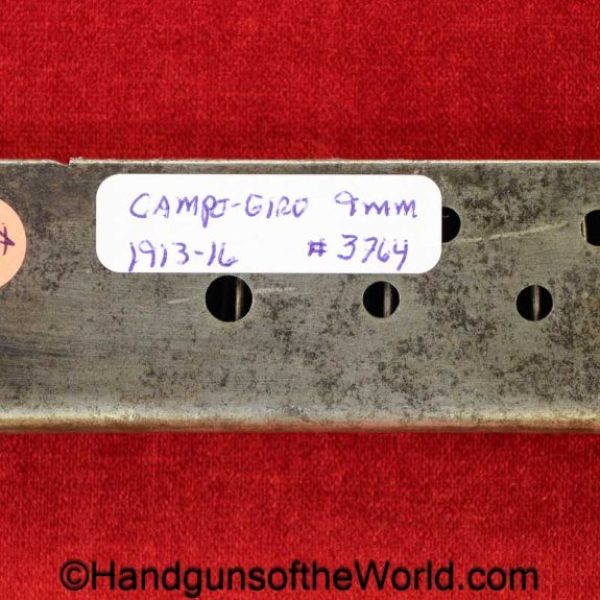 Campo-Giro, 1913-16, 9mm, Magazine-Clip, #3764, 3764, magazine, mag, clip, original, collectible, Spain, Spanish, model, 1913, 1916, Campo Giro, Largo