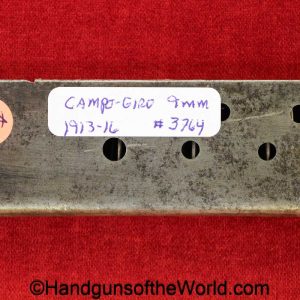 Campo-Giro, 1913-16, 9mm, Magazine-Clip, #3764, 3764, magazine, mag, clip, original, collectible, Spain, Spanish, model, 1913, 1916, Campo Giro, Largo