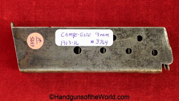 Campo-Giro, 1913-16, 9mm, Magazine-Clip, #3764, 3764, magazine, mag, clip, original, collectible, Spain, Spanish, model, 1913, 1916, Campo Giro, Largo