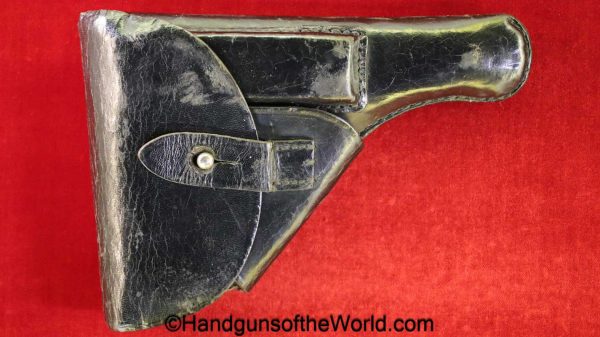 Browning, FN, 1922, Holster, WWII, Era, black, Ersatz, paper, breakaway, pattern, unmarked, original, collectible, German, Germany, WW2, handgun, pistol