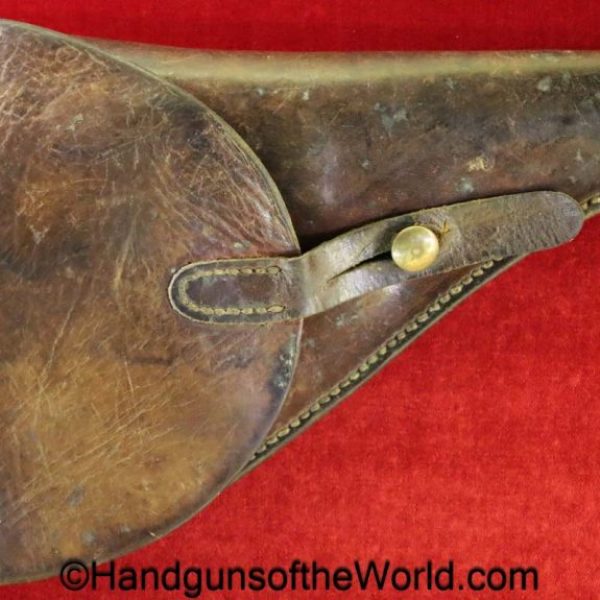 French, 1892, Lebel, Revolver, Holster, Brown, leather, original, collectible, France, handgun, hand gun, model, mle, soft shell, softshell, WWI, WW1, WWII