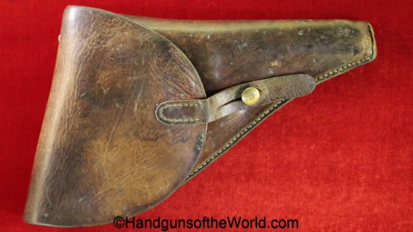 French, 1892, Lebel, Revolver, Holster, Brown, leather, original, collectible, France, handgun, hand gun, model, mle, soft shell, softshell, WWI, WW1, WWII