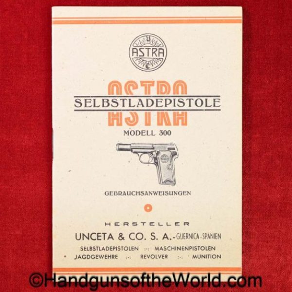 Astra, 300, Manual, original, collectible, WWII, WW2, German, Language, Germany, Spain, Spanish, historic, historical, vintage, real, old