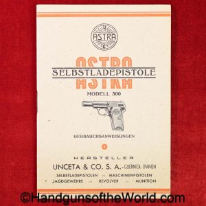 Astra, 300, Manual, original, collectible, WWII, WW2, German, Language, Germany, Spain, Spanish, historic, historical, vintage, real, old