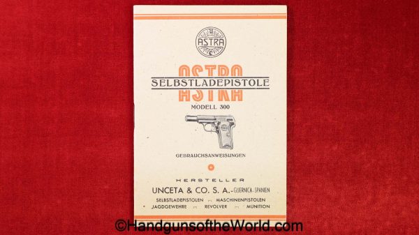 Astra, 300, Manual, original, collectible, WWII, WW2, German, Language, Germany, Spain, Spanish, historic, historical, vintage, real, old