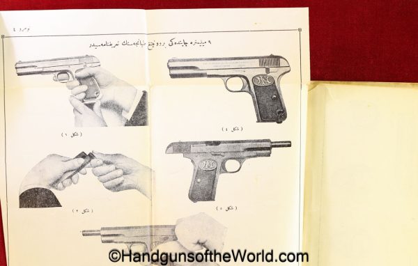Browning, FN, 1903, Manual, Turkish, Ottoman, Turkey, Ottoman Empire, original, collectible, Farsi, Rare, vintage, old, historic, historical, real