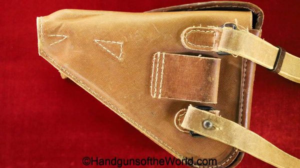 Nambu, Type 14, Holster, Late-War, rubberized canvas, canvas, Late War, Japanese, Japan, WWII, WW2, original, collectible, with shoulder straps, Type, 14, T