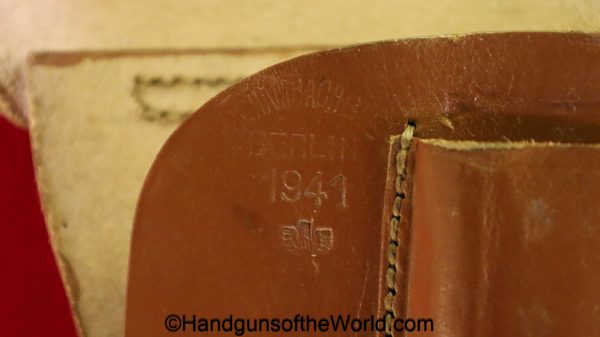 Sauer, 38H, Holster, Police, Pattern, Original, 38, Pistol, brown, leather, Schambach & Co-Berlin, 1941, collectible, German, Germany, WWII, WW2, handgun