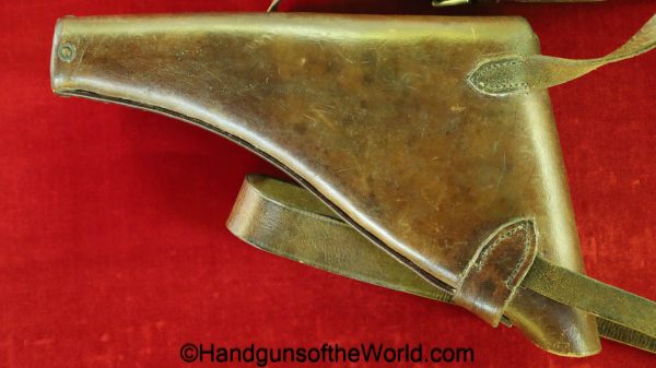 Webley, WG, Mark VI, Revolver, Holster, Naval, Pattern, Navy, RMS, brown, leather, with copper rivets, original, collectible, handgun, vintage, real, model