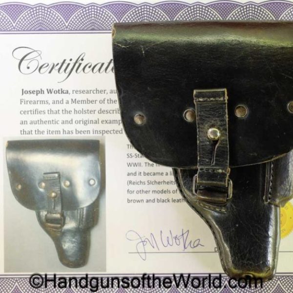 Walther, PPk, Holster, Theuermann, Dropping Pattern, Akah, black, leather, original, collectible, SS, RSHA, German, Germany, WWII, WW2, handgun, pistol