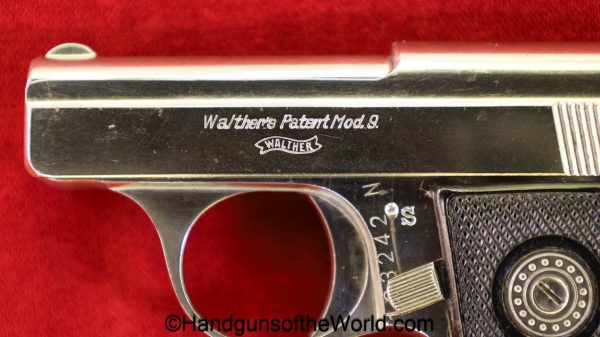 Walther, Model 9, 6.35mm, Factory Nickel Finish, Factory Nickel, Model, 9, IX, German, Germany, handgun, pistol, C&R, collectible, VP, Vest Pocket, 25, .25