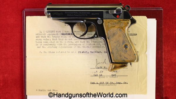 Walther, PPk, 7.65mm, WWII, Era, with Capture Paper, Fantastic, German, Germany, handgun, pistol, C&R, collectible, 7.65, 32, .32, acp, auto