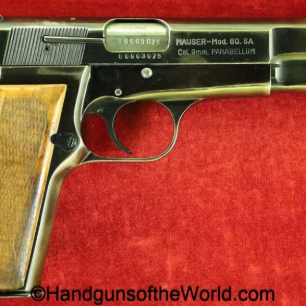 Mauser, Model 80SA, 9mm, High Power Clone, 1991, handgun, pistol, modern, collectible, 80, Model, SA, German, Germany, clone, BHP, High Power, Hi Power