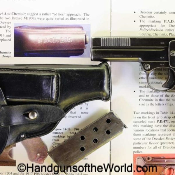 Dreyse, 1907, 7.65mm, Police, Full Matching Rig, with Provenance, Full Rig, German, Germany, handgun, pistol, C&R, collectible, 2 Matching Mags, pocket, 32