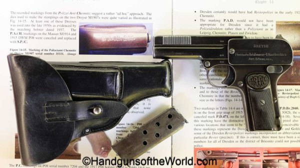 Dreyse, 1907, 7.65mm, Police, Full Matching Rig, with Provenance, Full Rig, German, Germany, handgun, pistol, C&R, collectible, 2 Matching Mags, pocket, 32