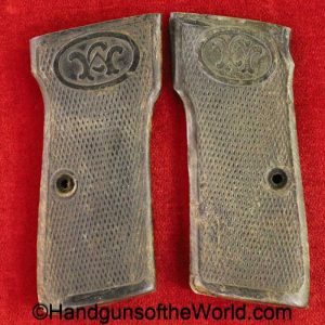 Walther, Model 4, Grips, original, collectible, pair, set, handgun, pistol, Model, 4, IV, German, Germany, Horn, Pressed, Pressed Horn, black