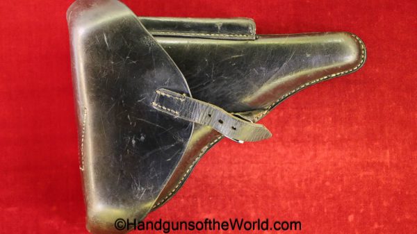 Luger, P.08, Holster, German, WWII, Dated, 1936, Black, Leather, Hardshell, Kern-Klager & Cie, original, collectible, Germany, WW2, P08, P-08, P 08, pistol