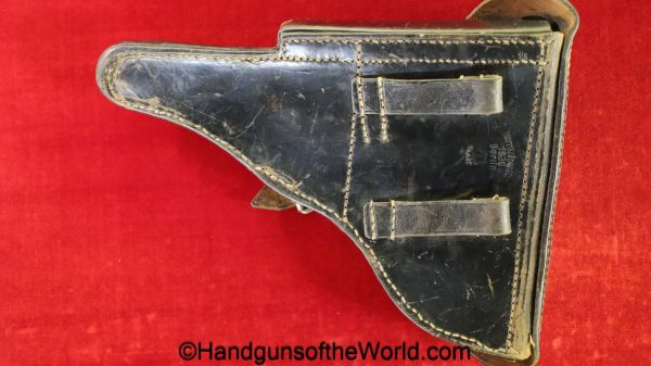 Luger, P.08, Holster, German, WWII, Dated, 1936, Black, Leather, Hardshell, Kern-Klager & Cie, original, collectible, Germany, WW2, P08, P-08, P 08, pistol