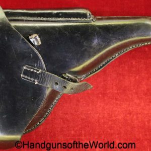 Luger, P.08, Holster, German, WWII, Dated, 1942, original, collectible, WW2, Germany, Black, Leather, Hardshell, CWW, 1942, WaA750, P08, P-08, P 08