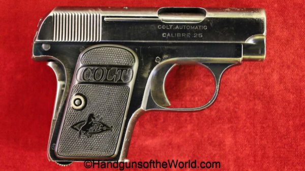 Colt, 1908, .25, 1909, handgun, pistol, C&R, collectible, VP, Vest Pocket, 25, acp, auto, 6.35, 6.35mm, model, N, American, Americana, US, USA, America