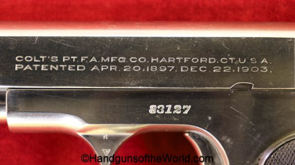 Colt, 1908, .380, Factory Nickel, 1926, handgun, pistol, C&R, collectible, pocket, hammerless, pocket hammerless, 380, acp, auto, Americana, Nickel, USA