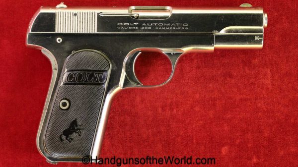 Colt, 1908, .380, Factory Nickel, 1926, handgun, pistol, C&R, collectible, pocket, hammerless, pocket hammerless, 380, acp, auto, Americana, Nickel, USA