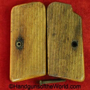 Femaru, P.Mod 37, Grips, original, collectible, P, Mod, 37, German, Germany, WWII, WW2, wood, wooden, lined, walnut, pair, set, handgun, pistol
