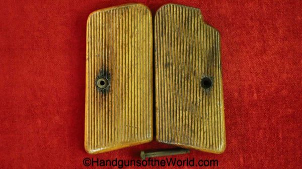 Femaru, P.Mod 37, Grips, original, collectible, P, Mod, 37, German, Germany, WWII, WW2, wood, wooden, lined, walnut, pair, set, handgun, pistol