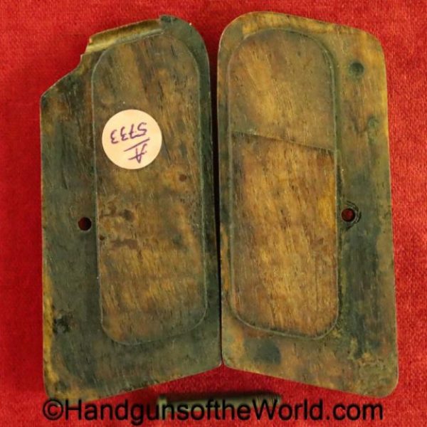 Femaru, P.Mod 37, Grips, original, collectible, P, Mod, 37, German, Germany, WWII, WW2, wood, wooden, lined, walnut, pair, set, handgun, pistol