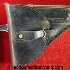 Beretta, 1934, 1935, Holster, Original, Collectible, Black, leather, chrome belt clip, Torino, Italy, Italian, Handgun, Pistol, Hand gun, Post War