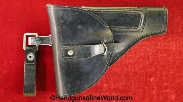 Beretta, 1934, 1935, Holster, Original, Collectible, Black, leather, chrome belt clip, Torino, Italy, Italian, Handgun, Pistol, Hand gun, Post War