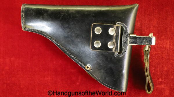 Beretta, 1934, 1935, Holster, Original, Collectible, Black, leather, chrome belt clip, Torino, Italy, Italian, Handgun, Pistol, Hand gun, Post War