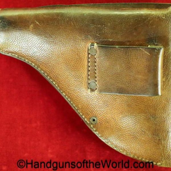 Browning, FN, 1900, Holster, Belgian, Military Pattern, military, brown, leather, pebble grain, full flap pattern, with brass fittings, original, collectible