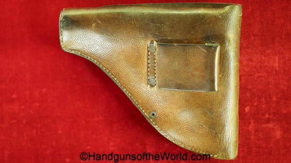 Browning, FN, 1900, Holster, Belgian, Military Pattern, military, brown, leather, pebble grain, full flap pattern, with brass fittings, original, collectible