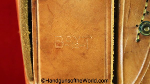 Colt, 1911A1, Holster, US Army, 1942, Tan, leather, US, Boyt-42, Boyt, original, collectible, WWII, WW2, handgun, pistol, 1911, 45, .45, 42, Americana, USA