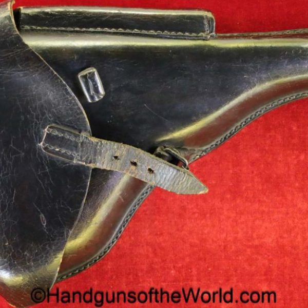Luger, P.08, Holster, German, WWII, Dated, 1941, Black, leather, hardshell, EPF, WaA195, original, collectible, Germany, WW2, P08, P 08, P-08, handgun, pistol