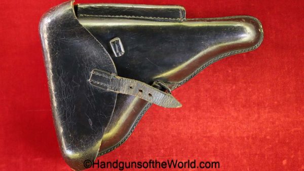 Luger, P.08, Holster, German, WWII, Dated, 1941, Black, leather, hardshell, EPF, WaA195, original, collectible, Germany, WW2, P08, P 08, P-08, handgun, pistol