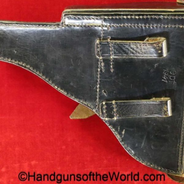 Luger, P.08, Holster, German, WWII, Dated, 1941, Black, leather, hardshell, EPF, WaA195, original, collectible, Germany, WW2, P08, P 08, P-08, handgun, pistol