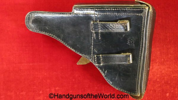 Luger, P.08, Holster, German, WWII, Dated, 1941, Black, leather, hardshell, EPF, WaA195, original, collectible, Germany, WW2, P08, P 08, P-08, handgun, pistol