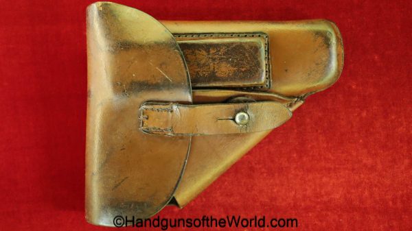 Mauser, HSc, Holster, WWII, Era, Brown, leather, breakaway, commercial pattern, commercial, original, collectible, German, Germany, WW2, handgun, pistol