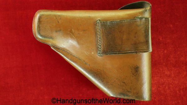 Mauser, HSc, Holster, WWII, Era, Brown, leather, breakaway, commercial pattern, commercial, original, collectible, German, Germany, WW2, handgun, pistol