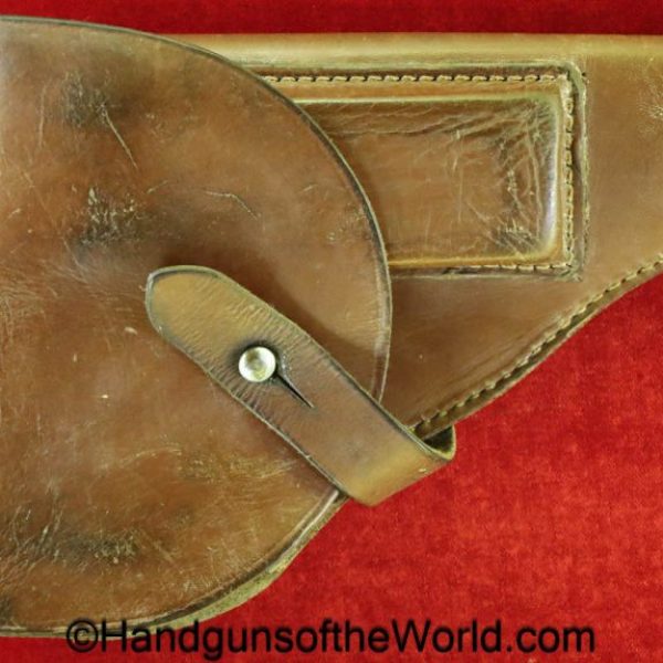 Mauser, HSc, Holster, WWII, Era, Brown, leather, unmarked, commercial pattern, commercial, original, collectible, WW2, German, Germany, handgun, pistol