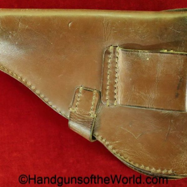 Mauser, HSc, Holster, WWII, Era, Brown, leather, unmarked, commercial pattern, commercial, original, collectible, WW2, German, Germany, handgun, pistol