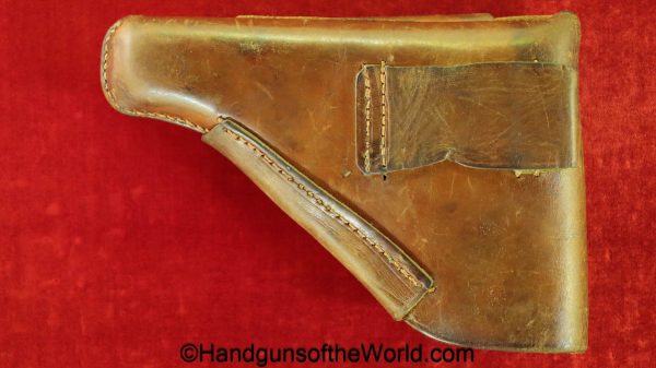 Mauser, HSc, Holster, WWII, Era, Brown, leather, breakaway, unmarked, original, collectible, period, German, Germany, WW2, handgun, pistol, hand gun