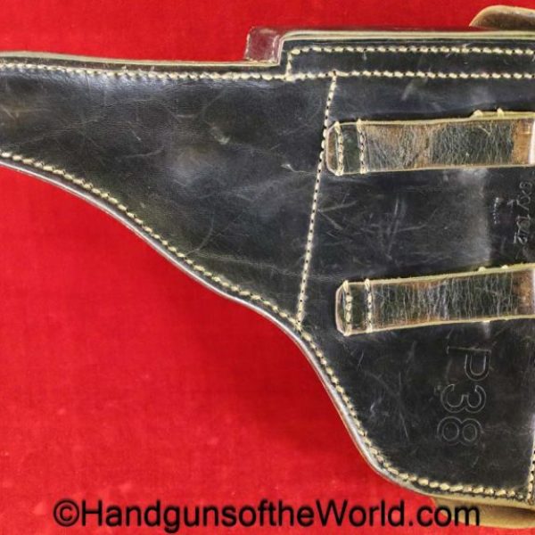 Walther, P-38, Holster, German, WWII, Dated, 1942, Black, Leather, hardshell, GXY, WaA706, original, collectible, Germany, WW2, P38, P.38, P 38