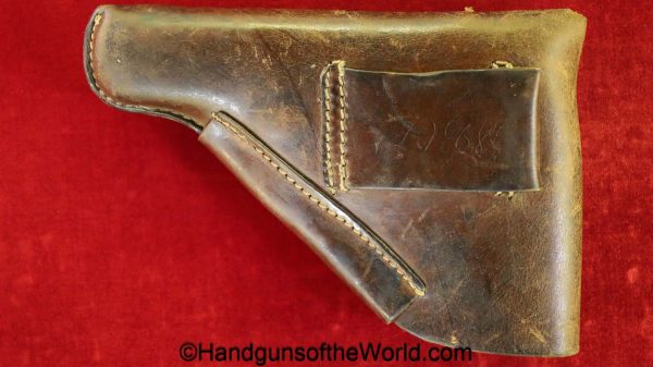 Walther, PP, Holster, WWII, Era, original, collectible, Brown, leather, breakaway, German, Germany, handgun, pistol, WW2, unmarked, break away